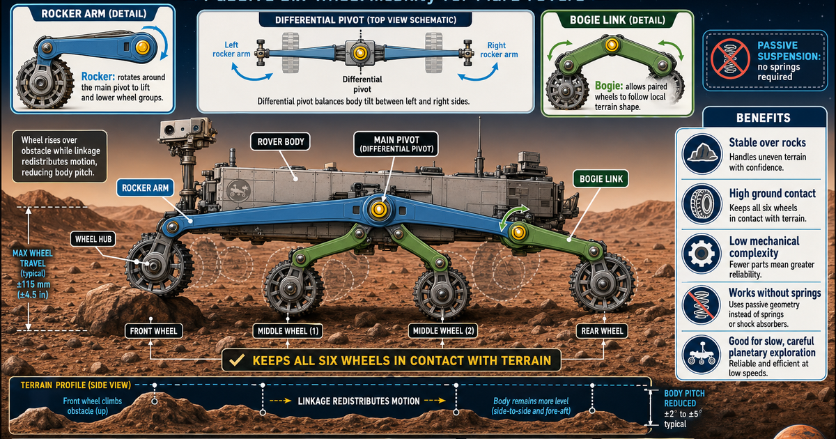 Wired Rover Rocker Bogie Robotics: Rocker-Bogie Suspension Infographic | LivePhysics™