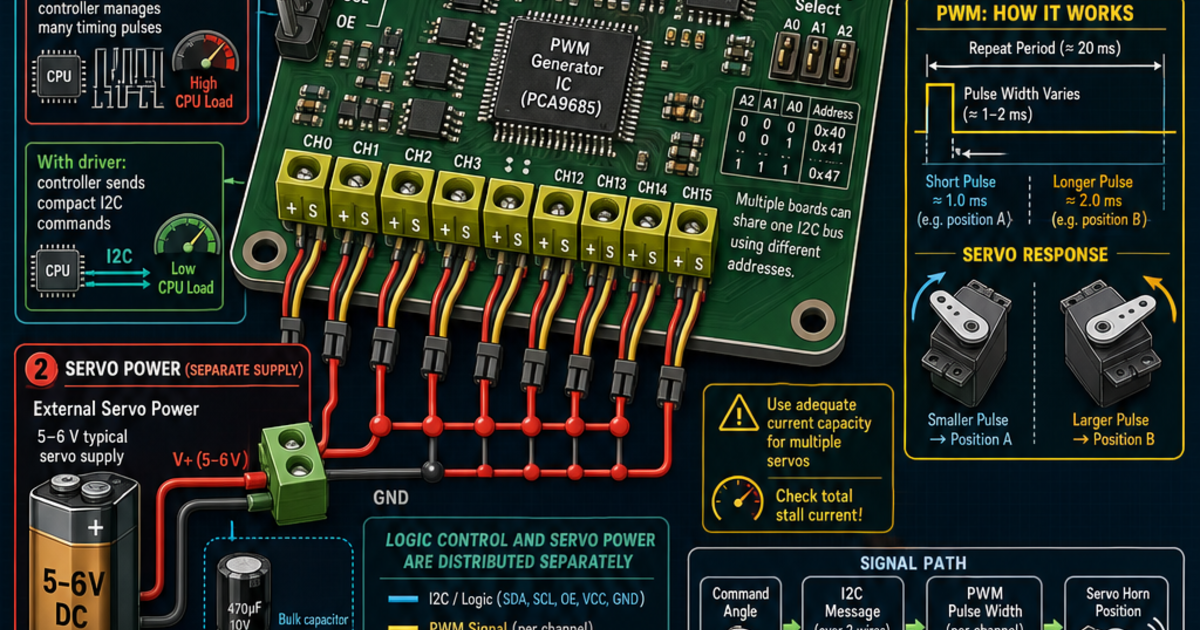 Sevo Graphics Robotics: Servo Driver Board Infographic | LivePhysics™