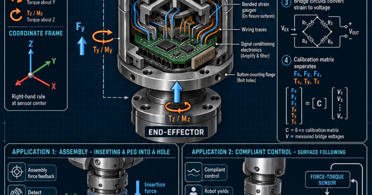Robotics: Six-Axis Force-Torque Sensor Infographic | LivePhysics™