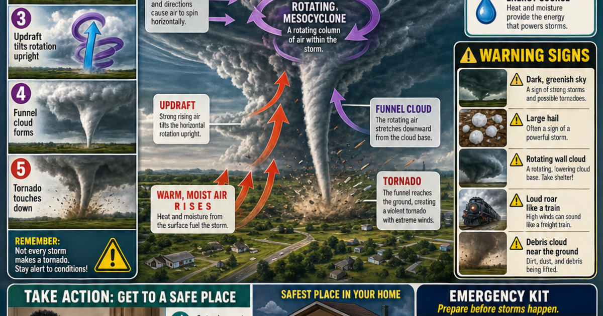 Safety & Emergency Preparedness: How Tornadoes Form Infographic ...