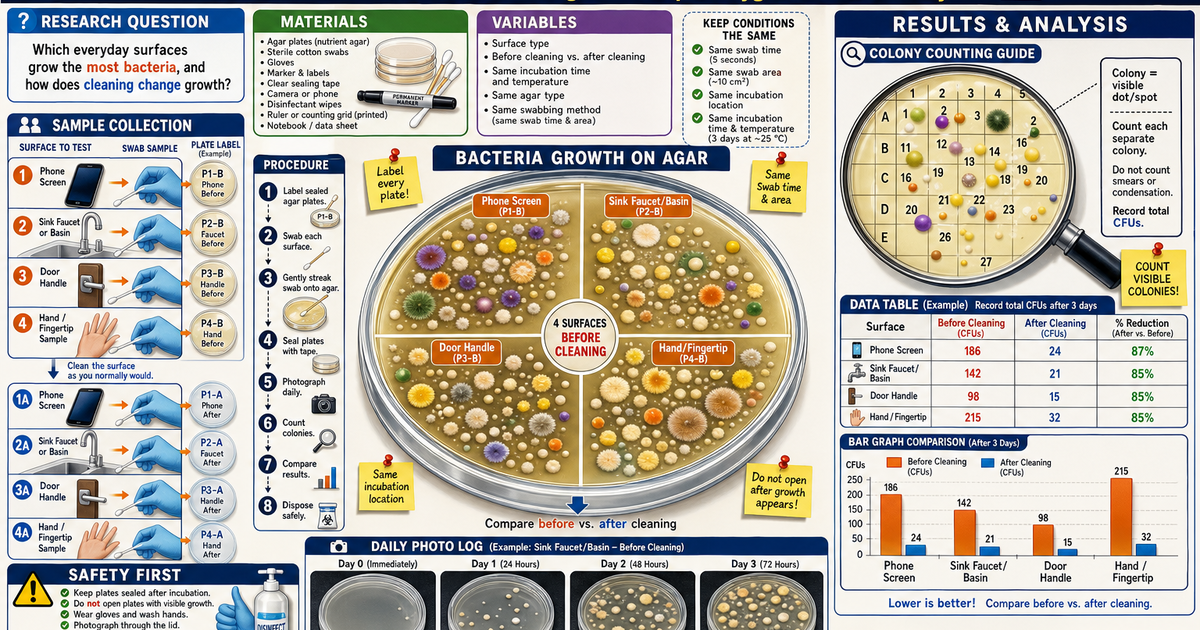 Bacteria Growth and Hygiene Project Infographic | LivePhysics™