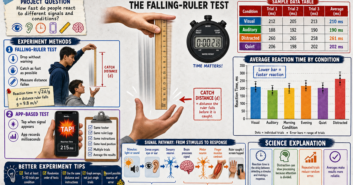 Bio Rp Reflex Ruler Drop Reaction Time Testing Project Infographic | LivePhysics™