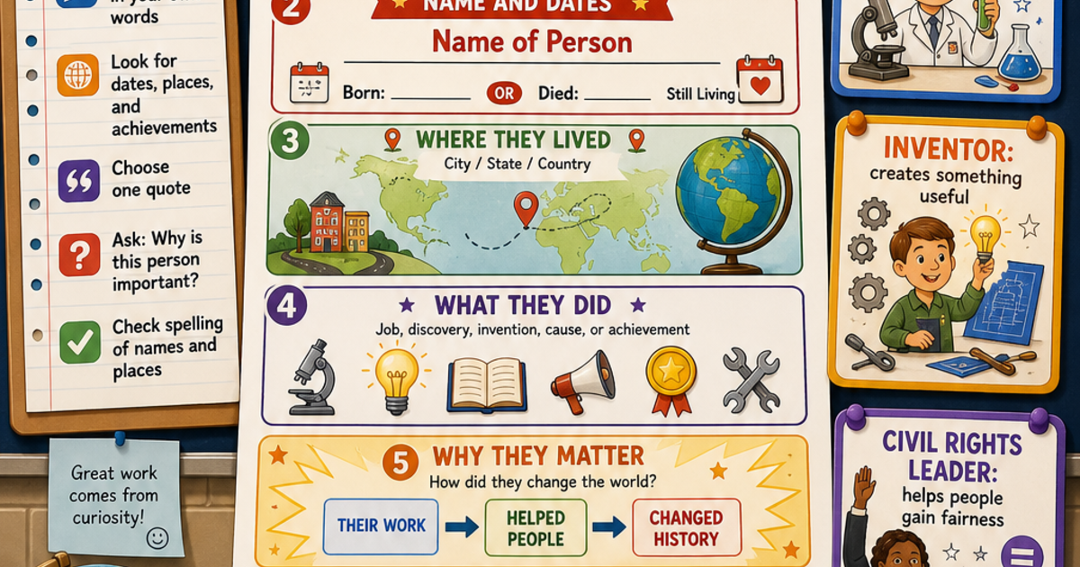 Biography Poster Project Ideas Infographic | LivePhysics™