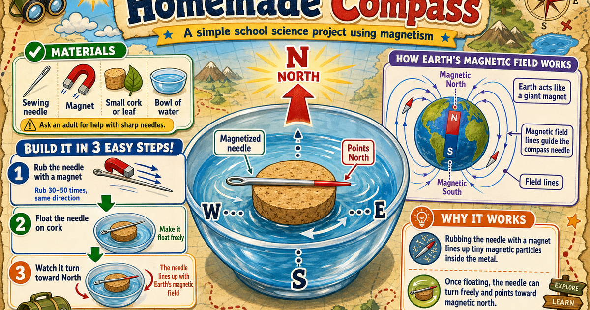 Build a Homemade Compass Infographic | LivePhysics™