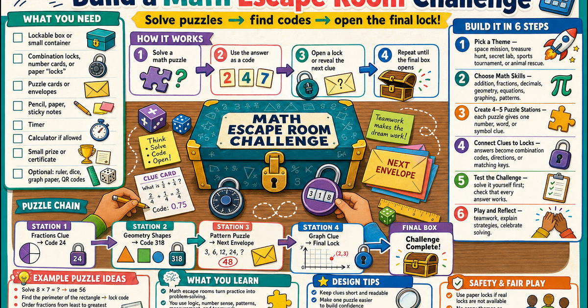 Escape Room After Math Build a Math Escape Room Challenge Infographic | LivePhysics™