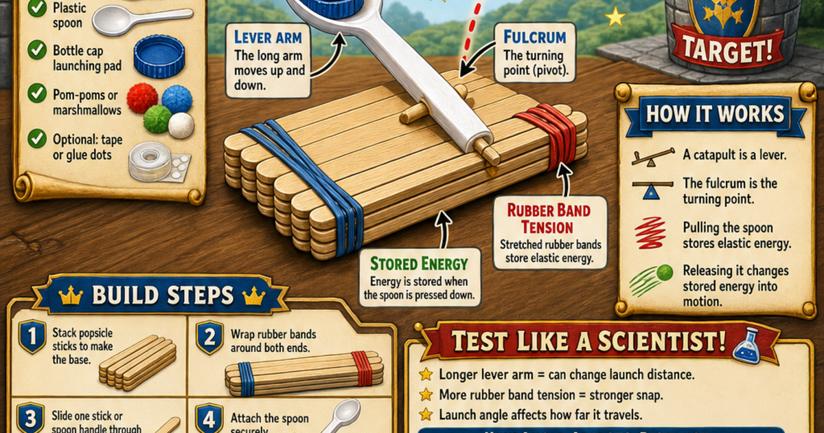 Build a Simple Catapult Project Infographic | LivePhysics™