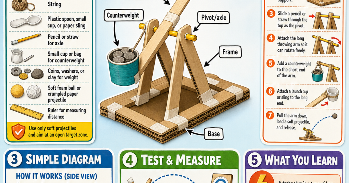 Build a Working Catapult Trebuchet Infographic | LivePhysics™