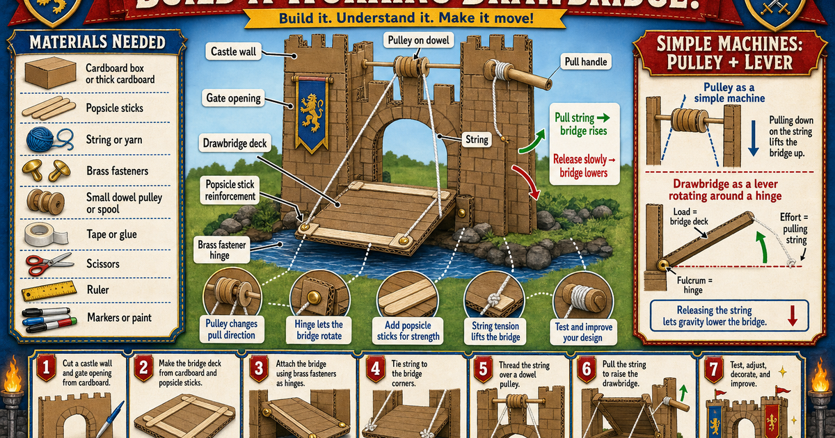 Build a Working Drawbridge Infographic | LivePhysics™