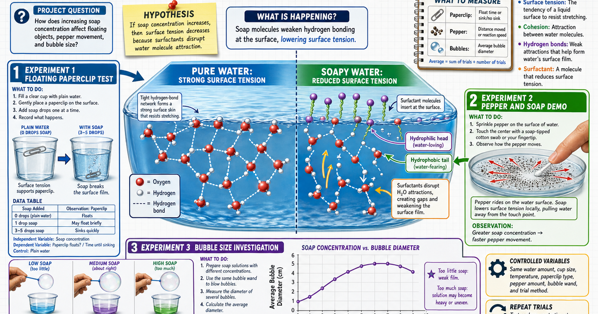Soap and Surface Tension Project Infographic | LivePhysics™