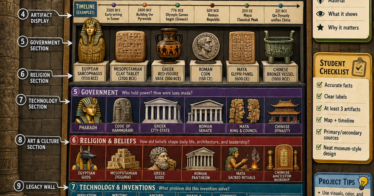 Ancient Civilization Museum Exhibit Project Infographic | LivePhysics™