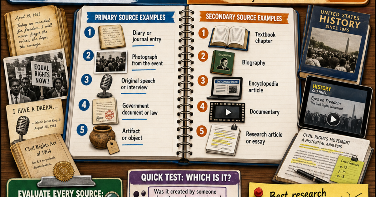 Primary vs Secondary Sources Project Infographic | LivePhysics™
