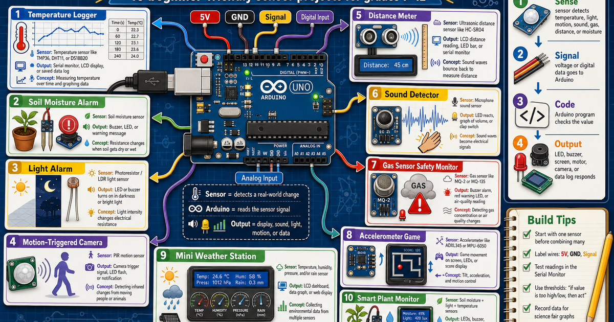 Arduino Sensor Project Ideas Infographic | LivePhysics™