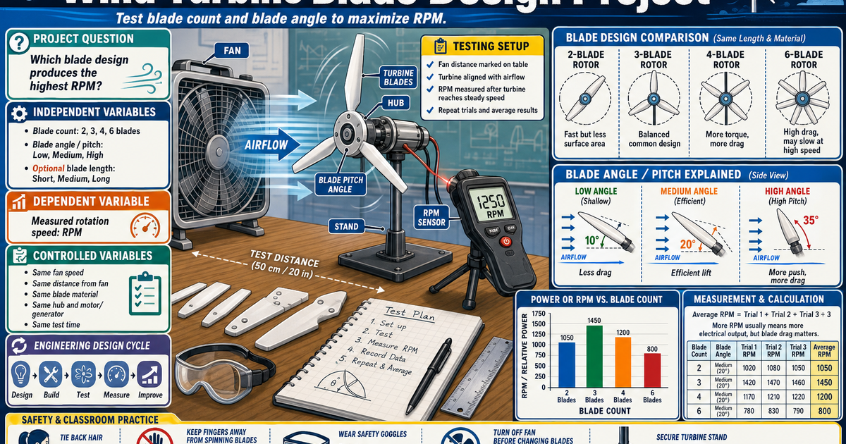Wind Science Project Wind Turbine Blade Design Project Infographic | LivePhysics™