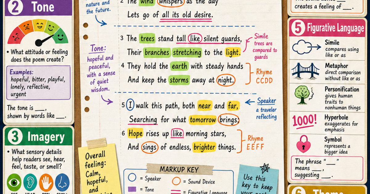 Poetry Analysis Poster Project Infographic | LivePhysics™