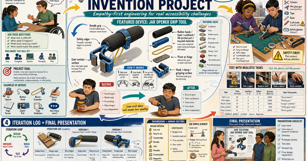 Assistive Device Invention Project Infographic | LivePhysics™