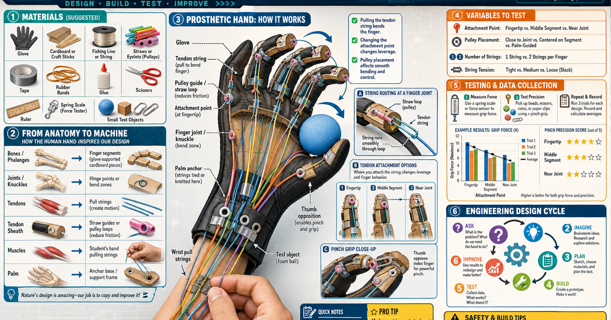 Prosthetic Hand Design Project Infographic | LivePhysics™