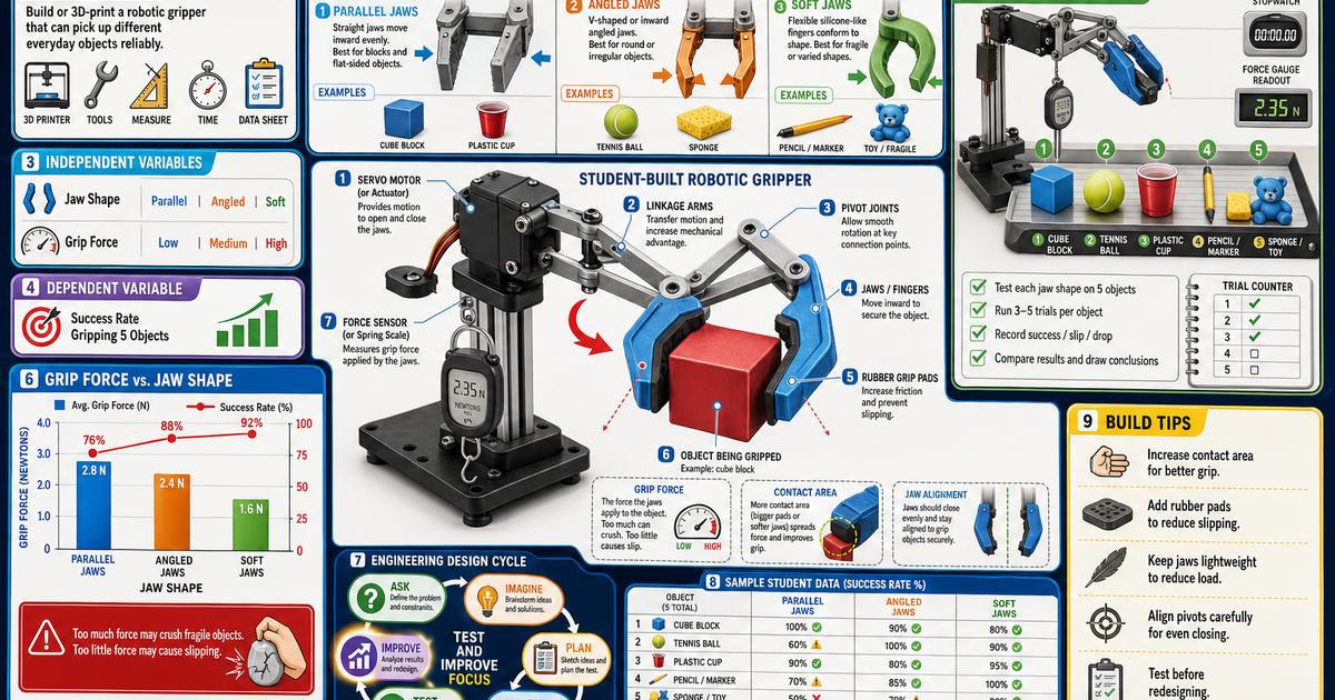 Robotic Gripper Design Project Infographic | LivePhysics™