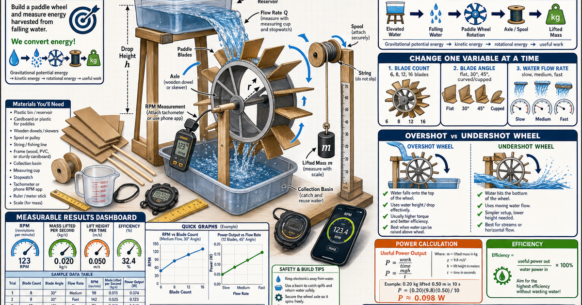 Water Wheel Energy Project Infographic | LivePhysics™