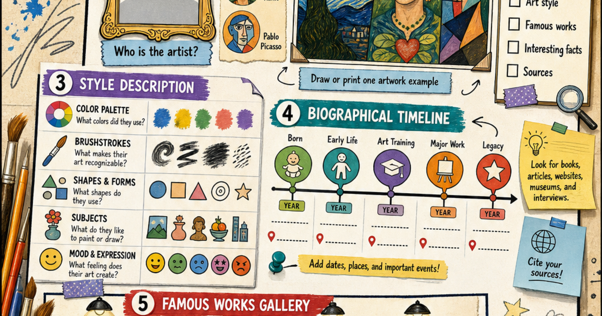 Famous Artist Research Poster Infographic | LivePhysics™