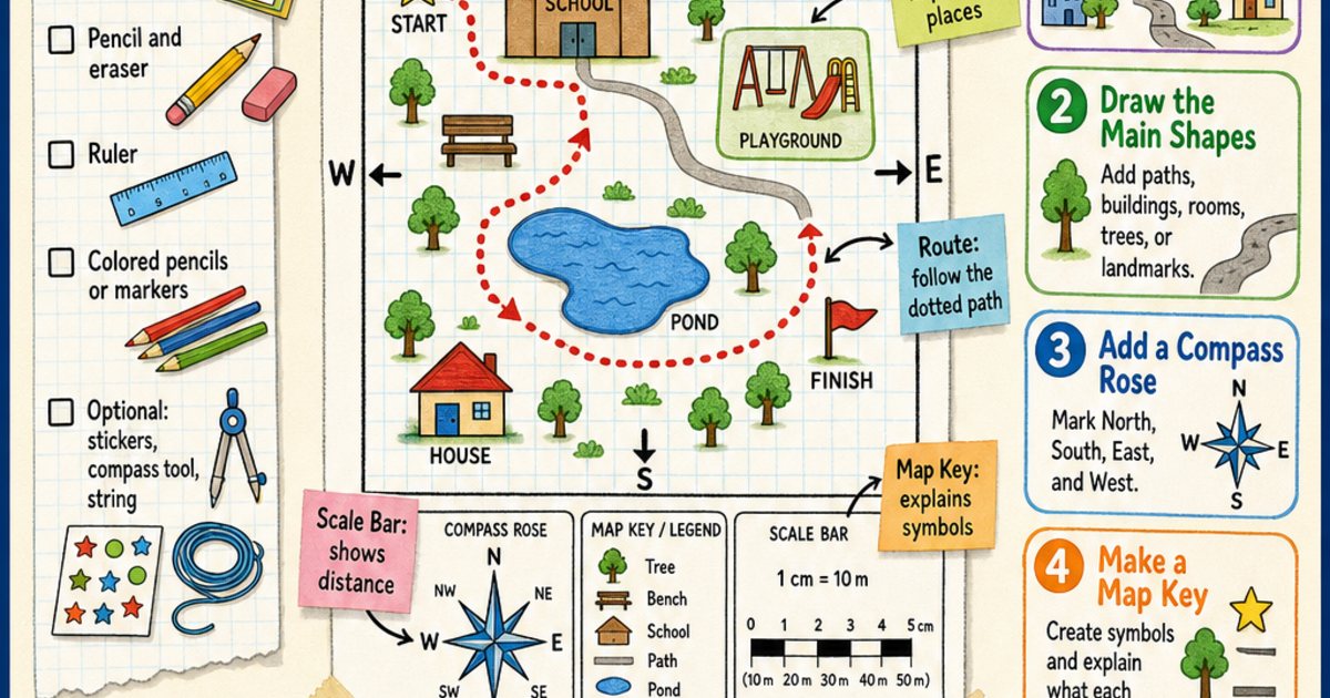 Make a Compass Rose and Map Key Infographic | LivePhysics™