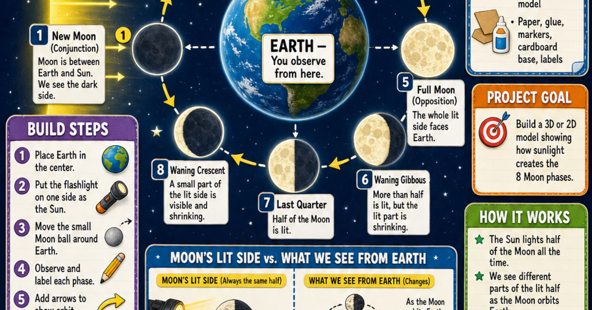 Moon Phases Model Project Infographic | LivePhysics™