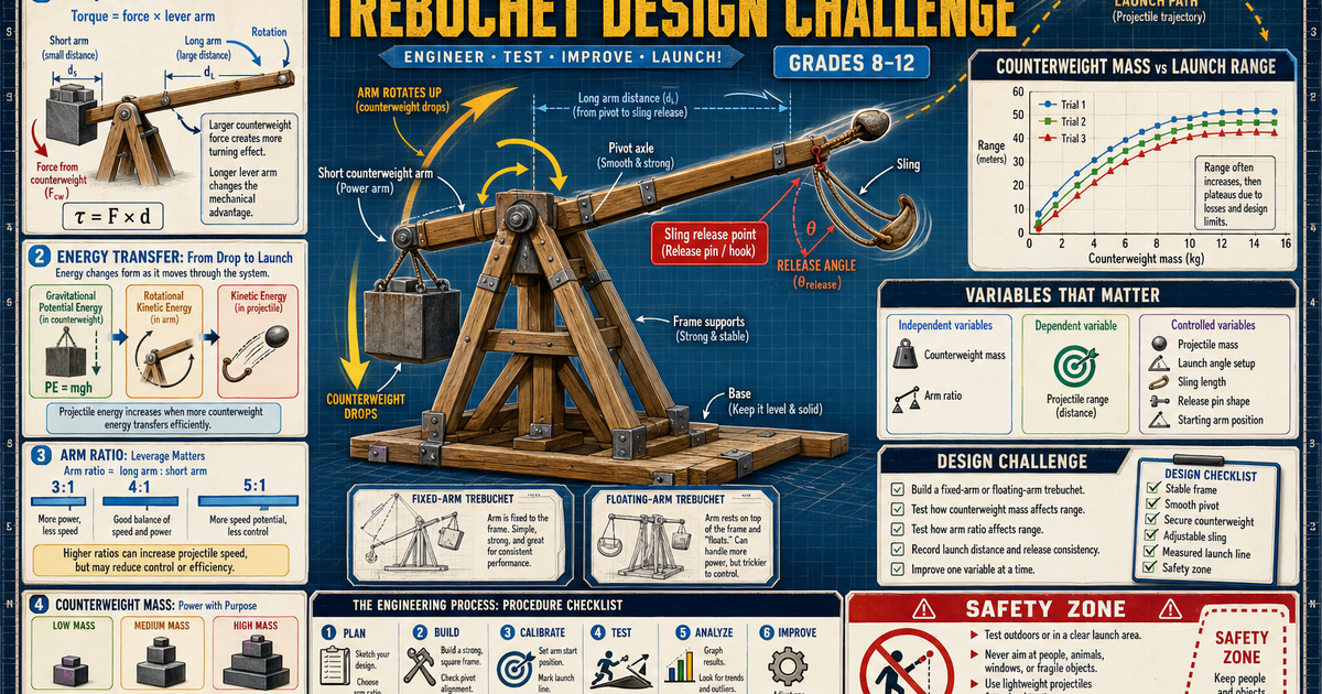 Trebuchet Design Challenge Infographic | LivePhysics™