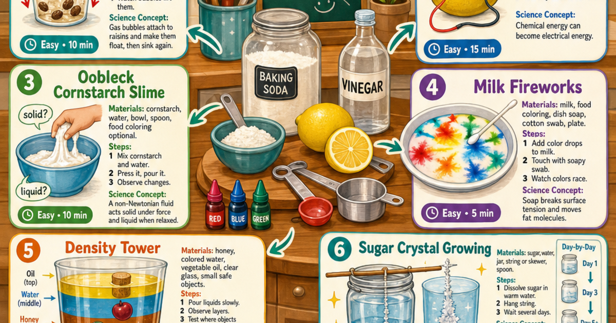 Science Project Ideas Using Kitchen Materials Infographic | LivePhysics™