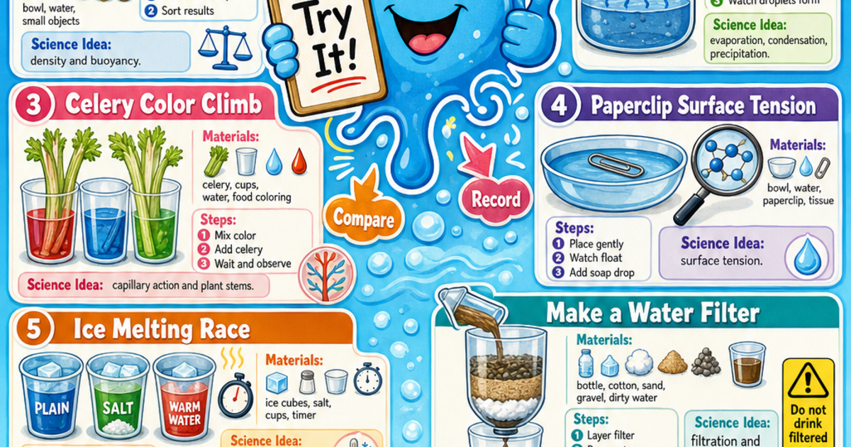 Science Experiment Using Water Science Project Ideas Using Water Infographic | LivePhysics™
