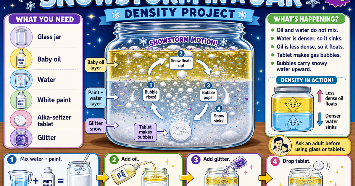 Snowstorm in a Jar Density Project Infographic | LivePhysics™