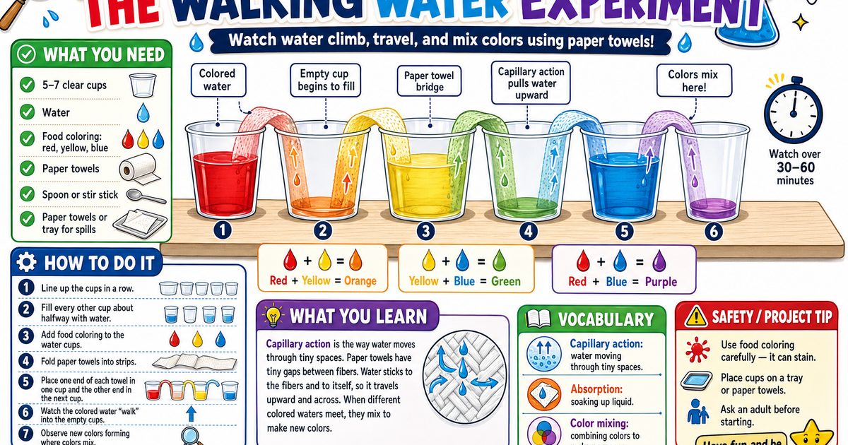 Liquid Walk The Walking Water Experiment Infographic | LivePhysicsâ„¢