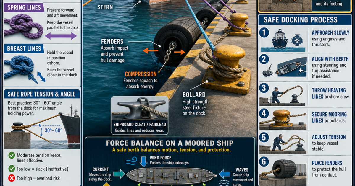 Ships and Submarines: Mooring and Berthing Infographic | LivePhysics™