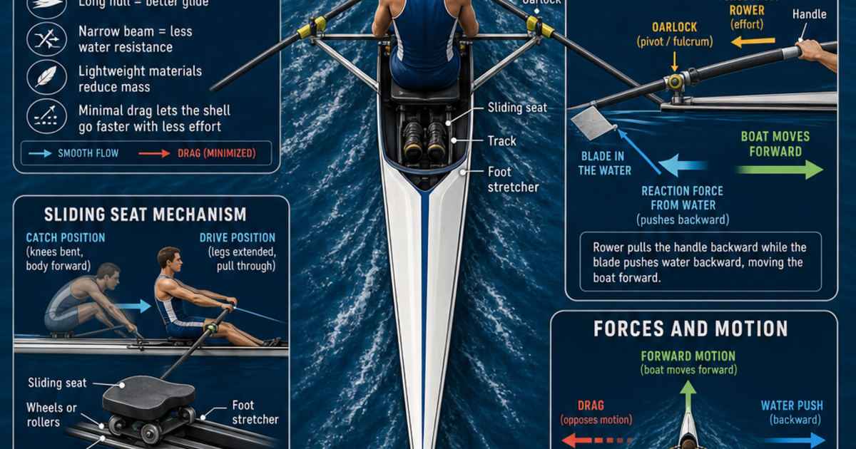 Ships and Submarines: Rowing Shells Infographic | LivePhysics™