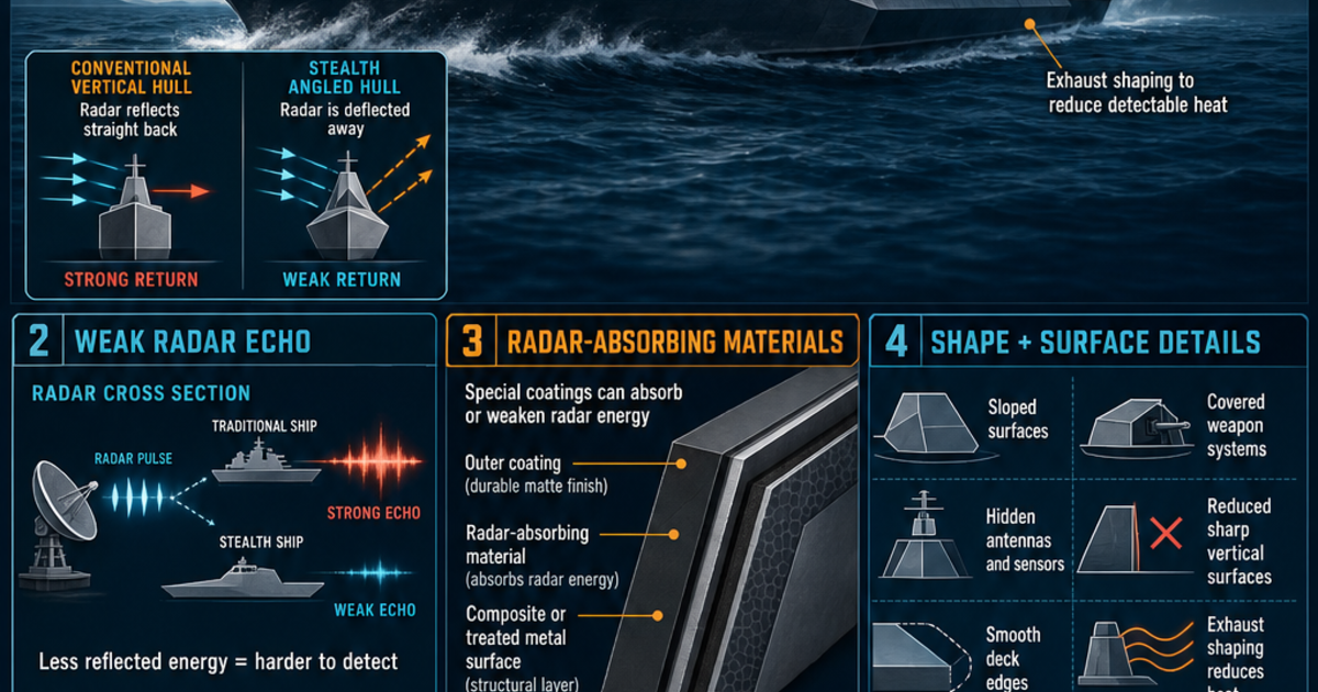 Stealth Layout Ships and Submarines: Stealth Warship Design Infographic | LivePhysics™