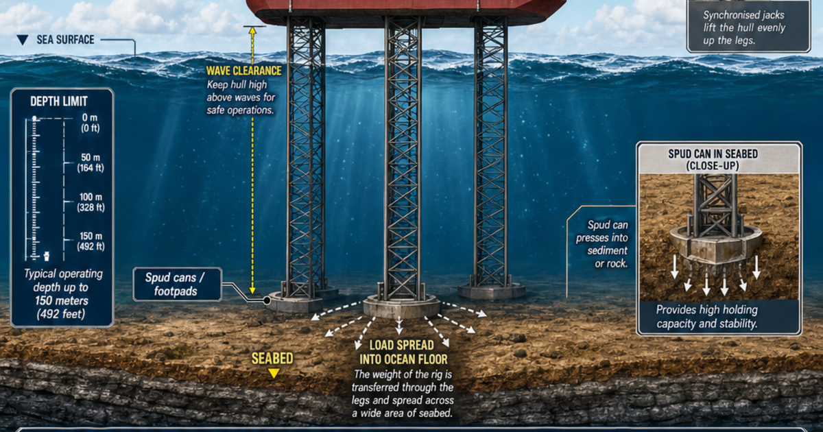 Upwind Ship Rig Ships and Submarines: Jack-Up Rigs Infographic | LivePhysics™