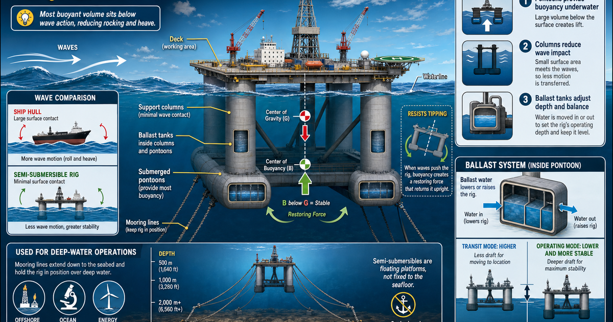 Ships and Submarines: Semi-Submersible Rigs Infographic | LivePhysics™
