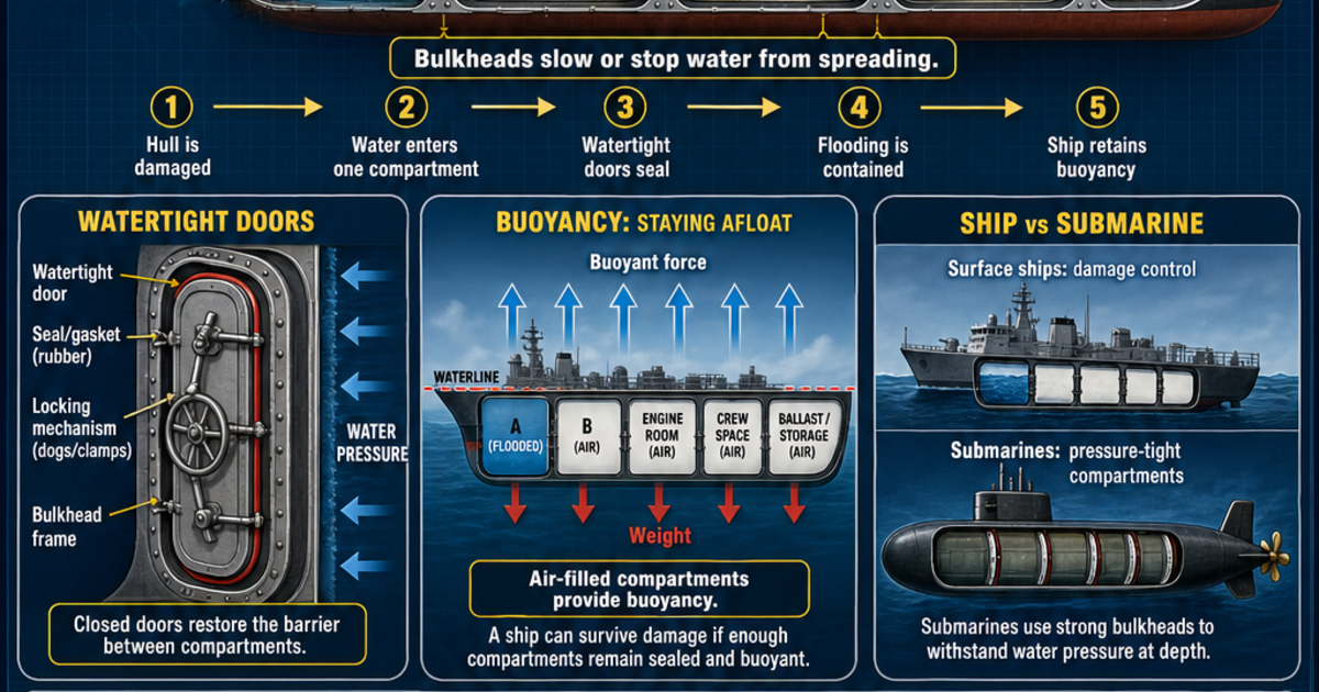 Ships and Submarines: Watertight Bulkheads Infographic | LivePhysics™
