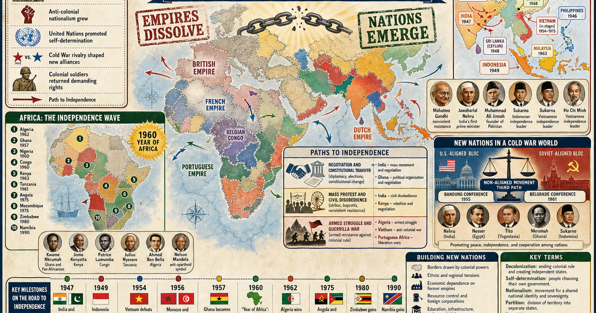 Decolonization in the 20th Century Infographic | LivePhysics™