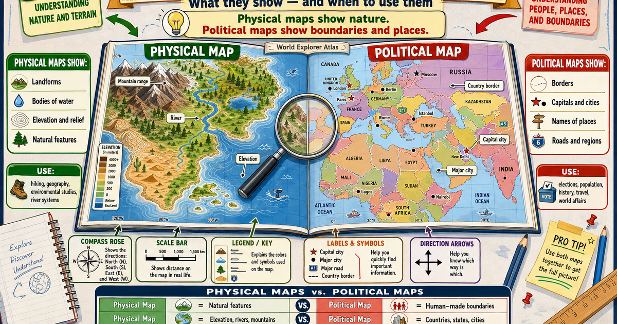 Physical and Political Maps Infographic | LivePhysics™