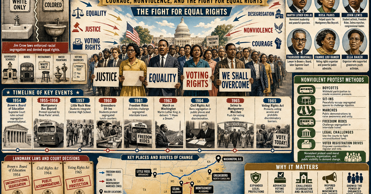 Civil Rights Movemnt Map The Civil Rights Movement Infographic | LivePhysics™