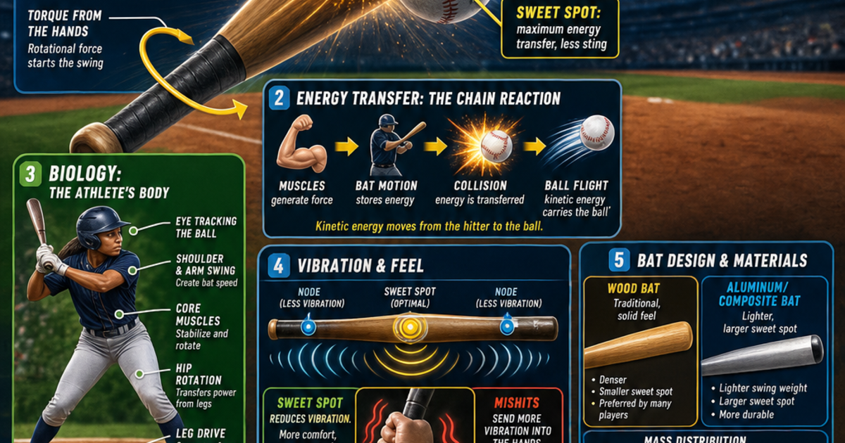 Sports Science, How a Baseball Bat Works Infographic | LivePhysics™