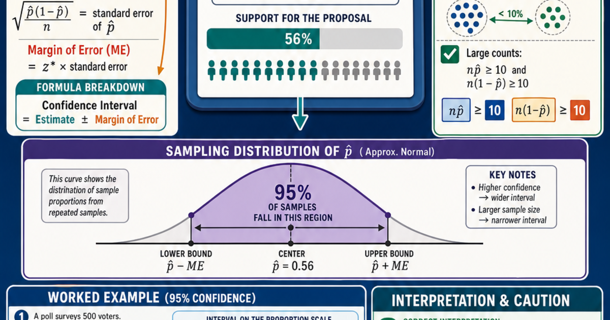 Statistics: Confidence Interval for a Proportion Infographic | LivePhysics™