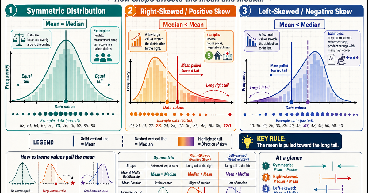 Syetric Distribution Statistics: Skewed vs Symmetric Distributions Infographic | LivePhysicsโข