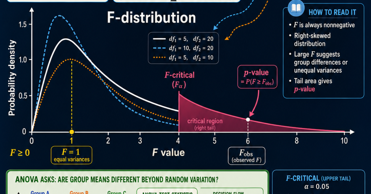F Distributuin Statistics: The F-Distribution Infographic | LivePhysics™