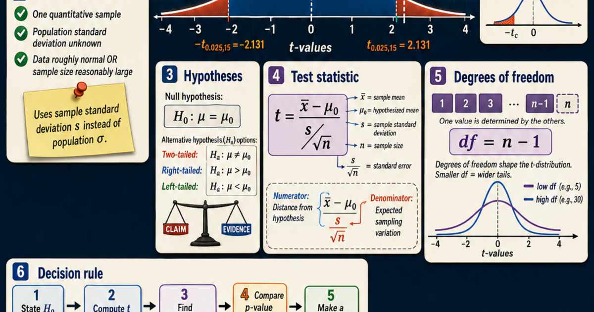 Statistics: The One-Sample t-Test Infographic | LivePhysics™