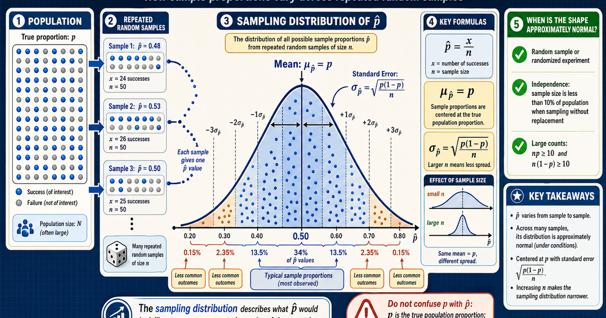 Statistics: The Sampling Distribution of a Proportion Infographic ...