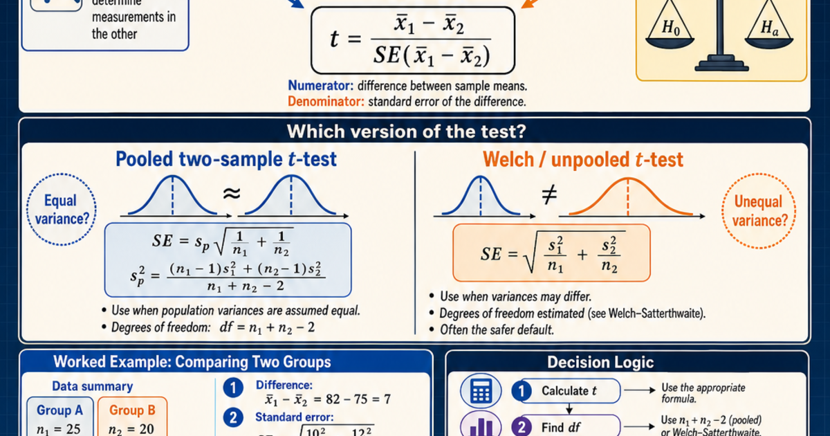 Statistics: The Two-Sample t-Test Infographic | LivePhysics™