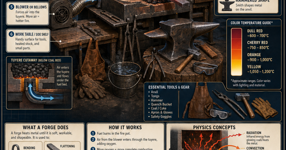 Open Forge Tools & Workshop Machines: Forge Infographic | LivePhysics™