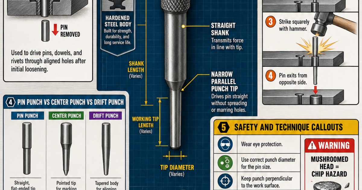 Punch In Out Machine Tools & Workshop Machines: Pin Punch Infographic | LivePhysics™