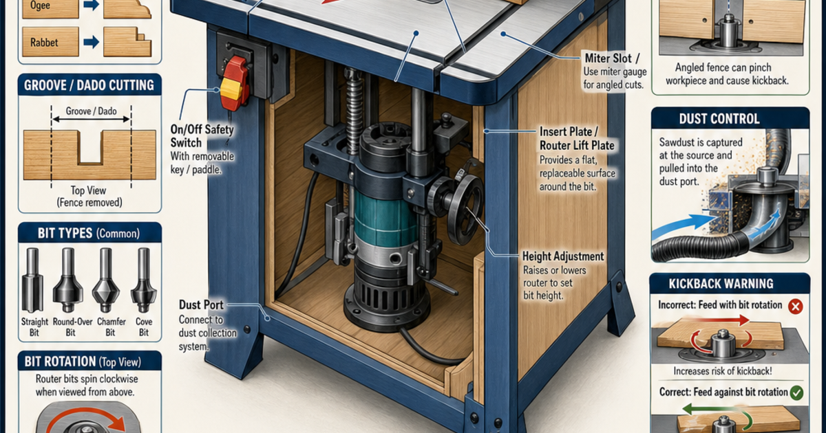 Manufacturing Shop Router Example.pdf Tools & Workshop Machines: Router Table Infographic | LivePhysics™