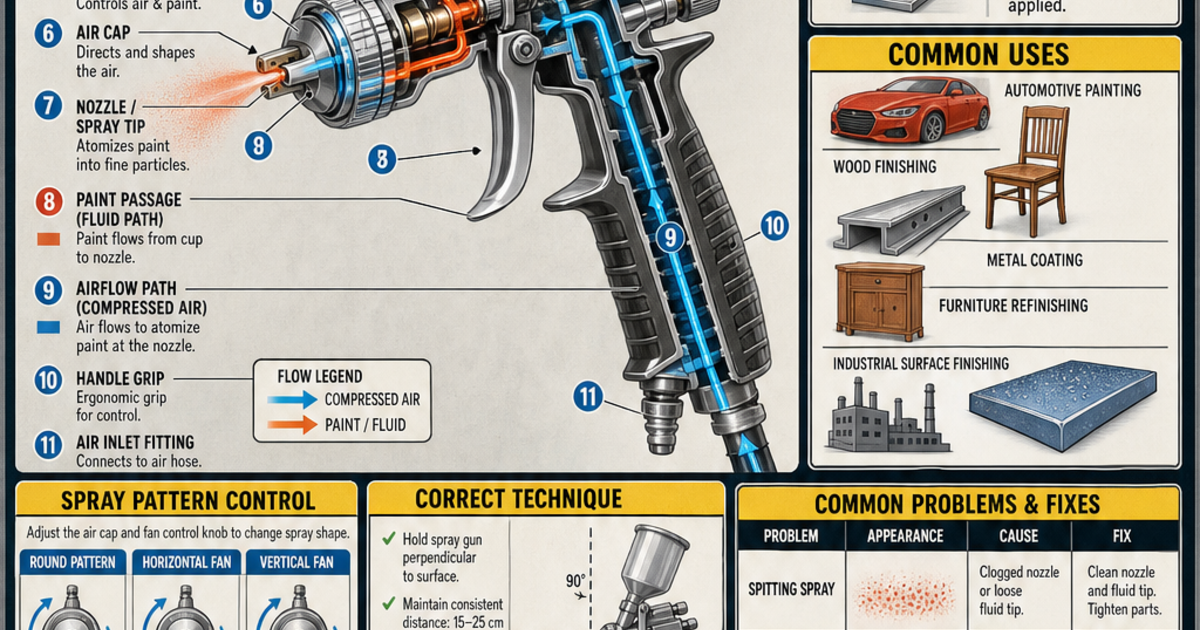 Spray Gun Layout Tools & Workshop Machines: Spray Gun Infographic | LivePhysics™